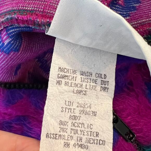 Vintage 90s Retro Animal Print Pullover Sweatshirt Hoodie size Large Purple - Picture 7 of 10